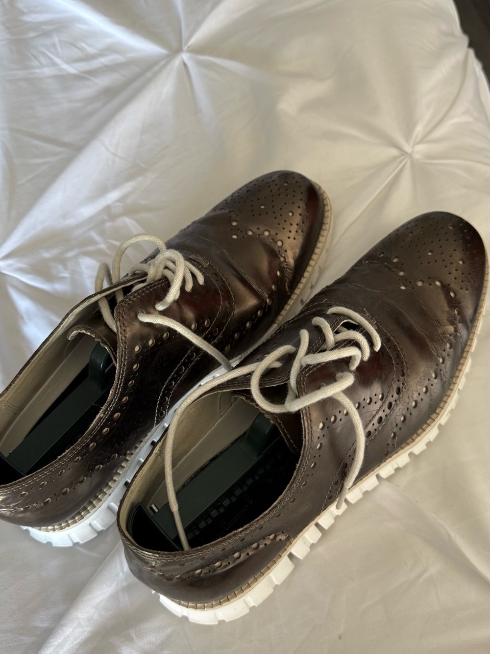 Cole Haan Dark Brown Wingtip Oxfords with White Sole